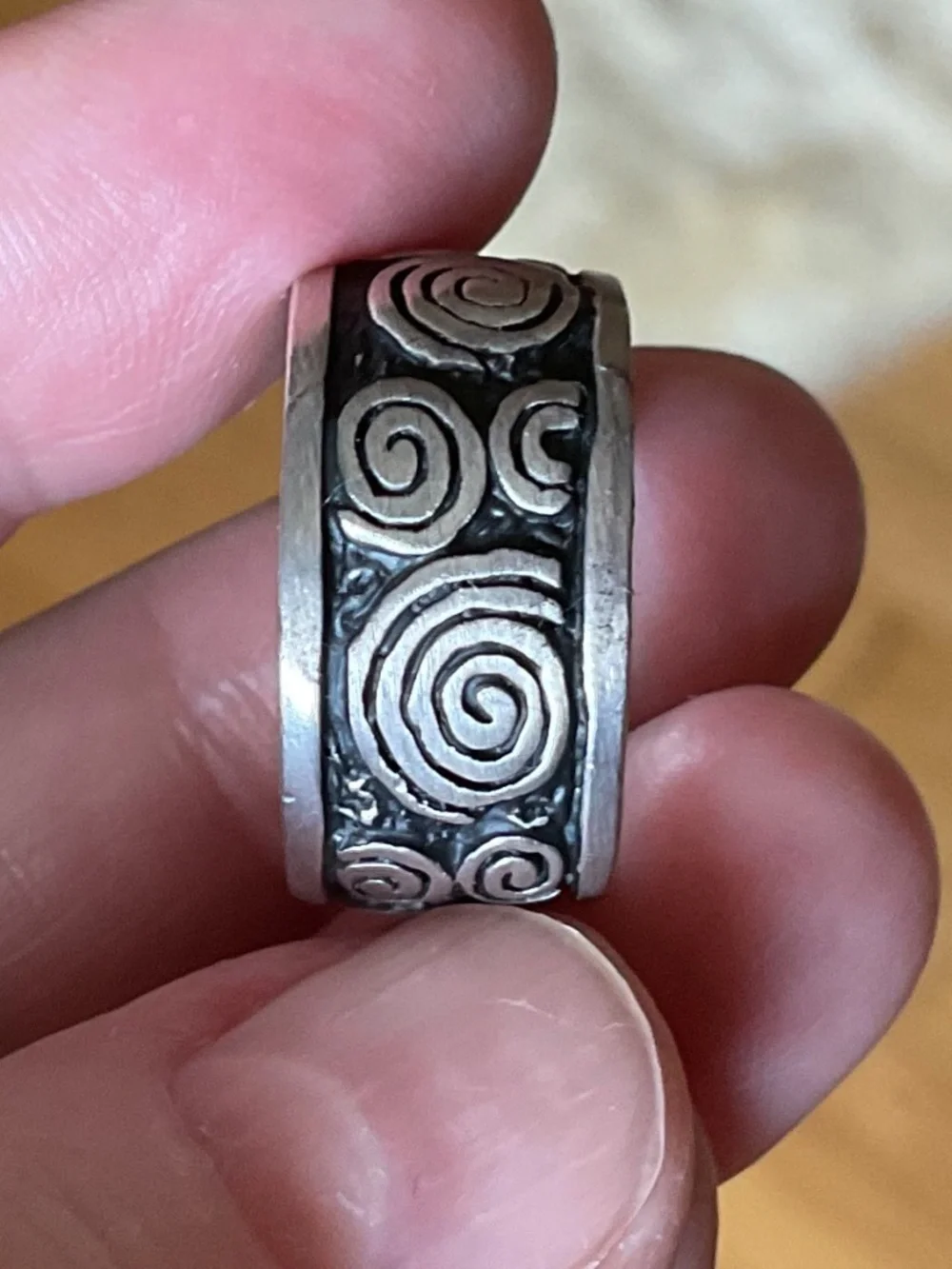 NWOT Solid Sterling Silver 925 Greek Design Wide Ring Size US 6.75